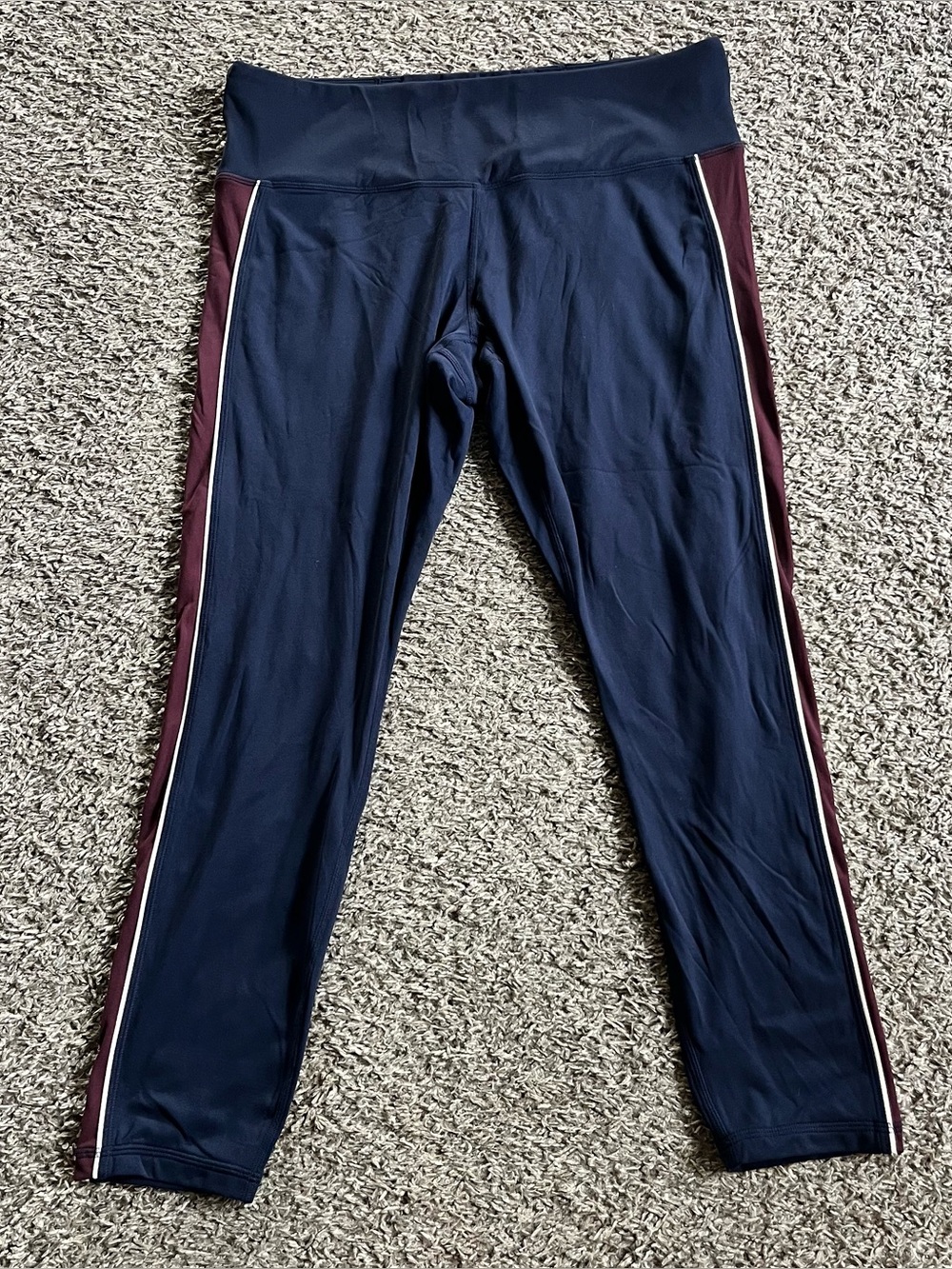 Tory Burch Sport Leggings Navy Blue Stripe XL Cropped Luxury Designer Athletic